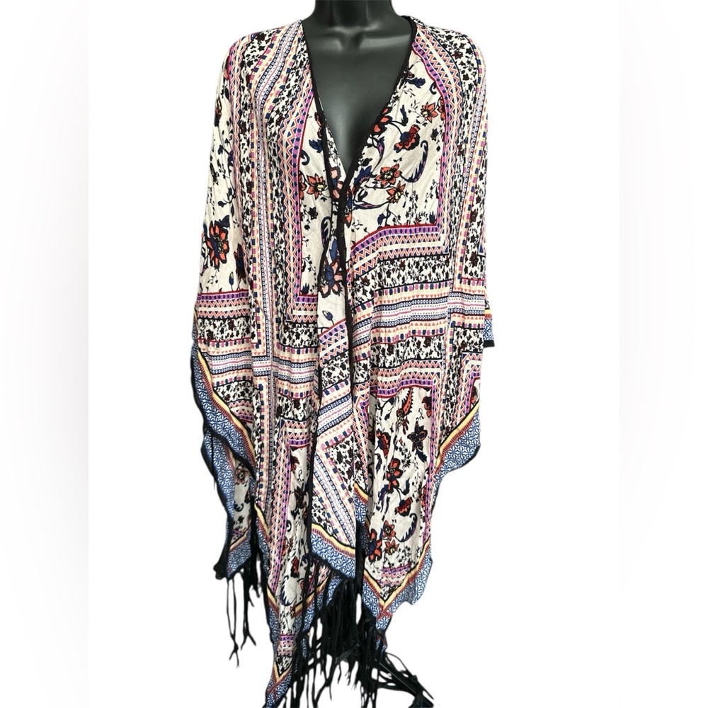 H&M Floral Patterned Kimono with Fringe